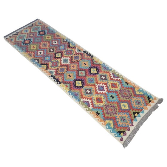 Handgeweven wollen loper – Maimana platweefsel (305 x 90 cm) – Vloerkleden en tapijten, Wool (photo 3 of 5)