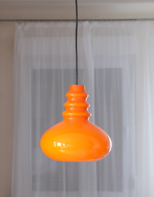 Pendant light Peill & Putzler flashed glass orange 70S Uk4Aeb