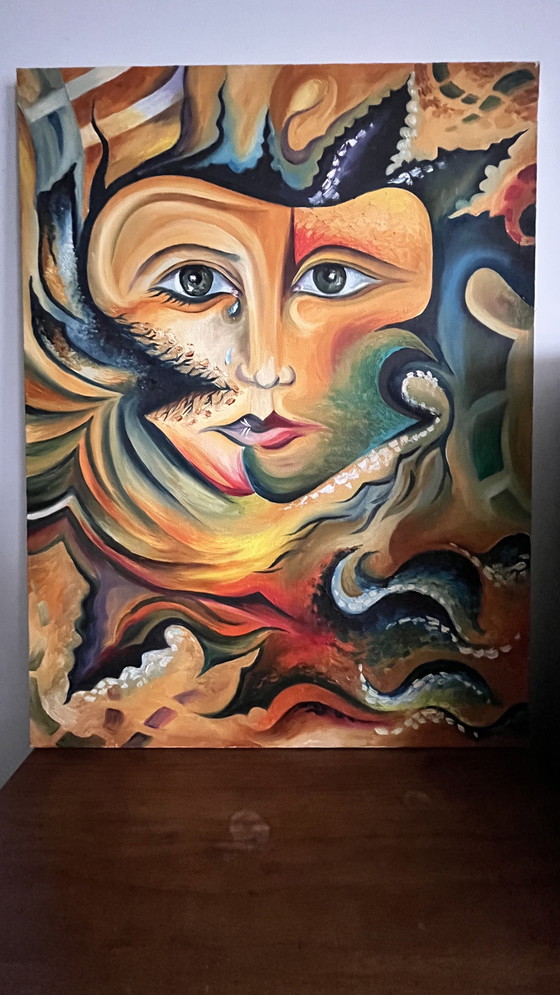 Image 1 of Dipinto originale - Gunay Baytarova - Ritratto astratto (80 x 60 cm)