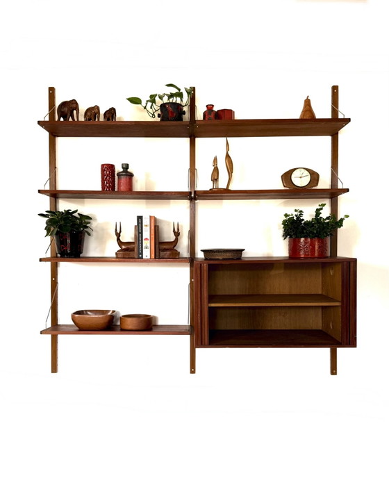 Image 1 of Sistema di pareti modulari danesi vintage in teak anni '60