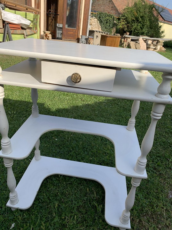 Small Hungarian White Side Table, 1960s (photo 3 of 5)