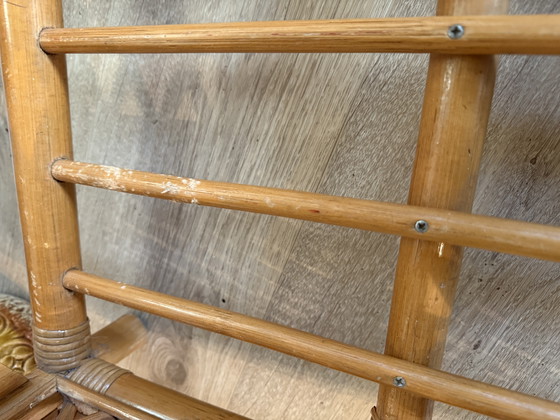 Image 1 of Vintage bamboe salontafel/ coffeetable  met glazen bovenblad