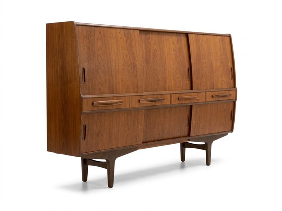 Rare Vintage Danish Teak Highboard By Poul M. Jessen, 1960s, High Boards, Wood, Brown (photo 3 of 5)
