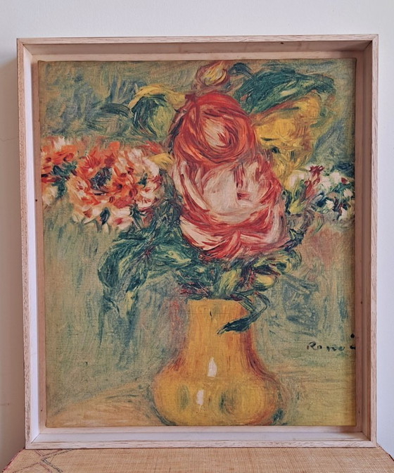P.A. Renoir, Vase with roses, in a contemporary frame. – Paintings & Drawings, Canvas, Wood (photo 3 of 6)