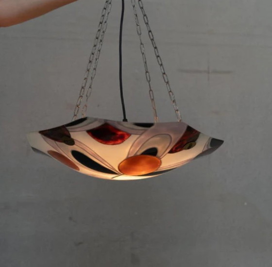 Image 1 of Lampe suspendue en verre d'art aux tons chauds