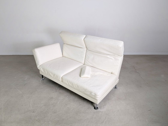 Image 1 of Original Brühl Moule Ecksofa Design Couch Leder weiß klappbar