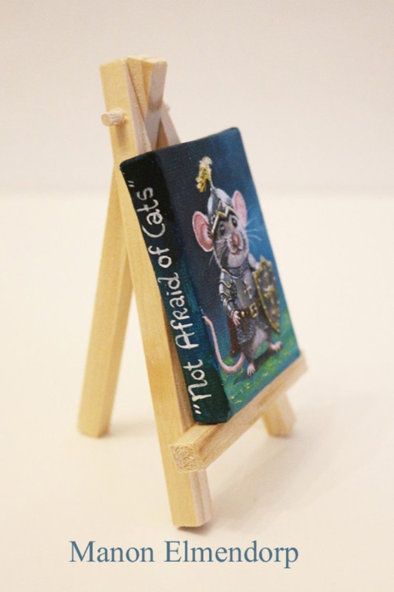 Image 1 of Unique Hand-Painted Little Knight Mouse Painting