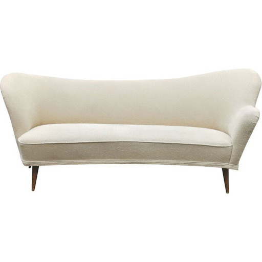Canapé Méridienne vintage sculptural arc asymétrique suédois 1960