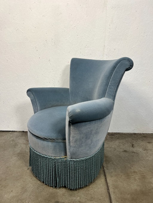 Poltrona da cocktail vintage, Francia anni '60, velluto blu
