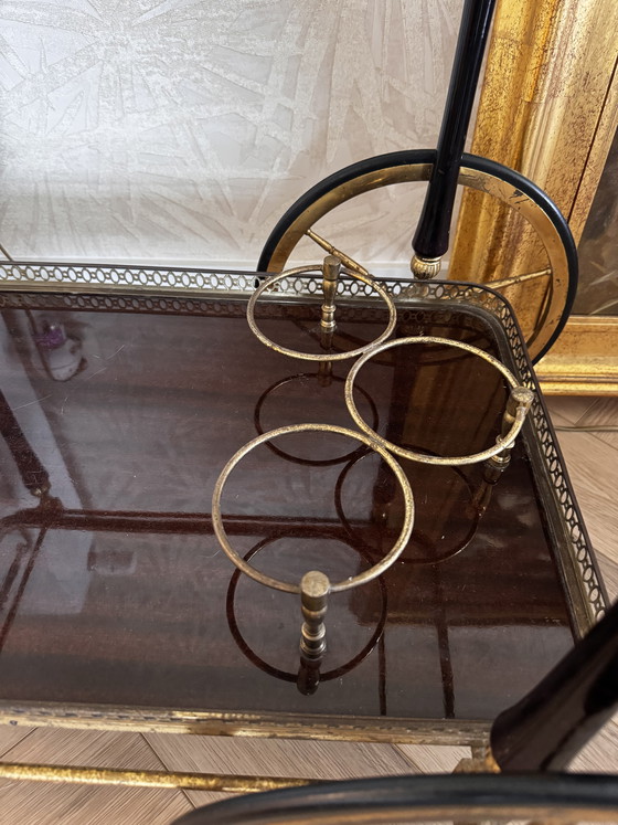 Image 1 of Drankentrolley / Serveerwagen Antiek Wood and Brass Empire
