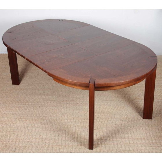 Image 1 of Round extendable wooden dining table produced by Monopoly, 1970