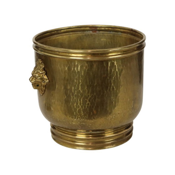 Large Jardinière Flowerpot Hammered Brass Lionheads – Decorative Objects (photo 15 of 15)