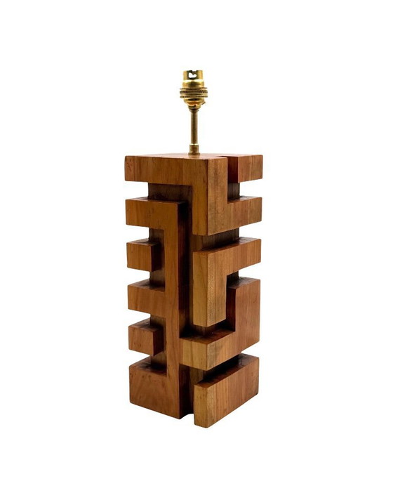 Image 1 of Hollywood-Regency-Tischlampe aus Holz, Frankreich, 1970er Jahre