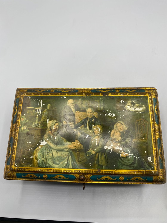 Afsluitbare blikken doos, decoratie met meesterwerken, Widow J. Bekkers & Son Dordrecht – Decoratieve objecten (photo 2 of 9)
