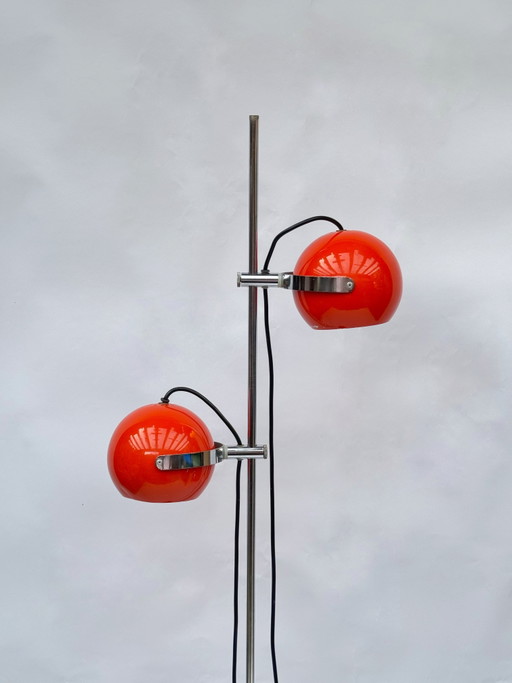 Vintage Space Age Oogbol Vloerlamp | Anvia Almelo | Oranje Nederlands Design