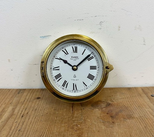Vintage German Brass Ship Clock from Kundo, 1970s