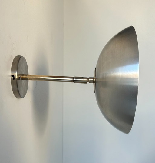 Swivel wall lamp, vintage brushed metal and brass, France 1970