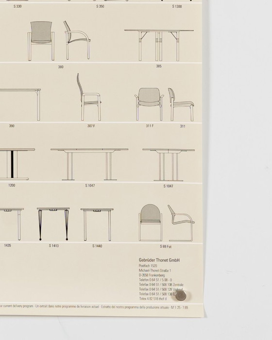 Image 1 of Thonet Furniture – 1989 – Original Vintage Advertising Poster – Bauhaus Bentwood Design – 83.7x59.5 cm