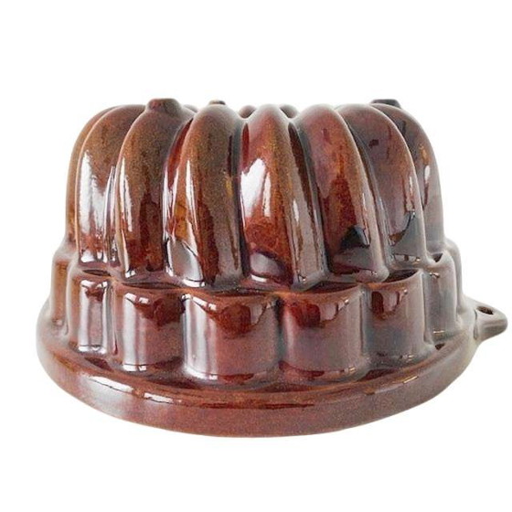 Image 1 of West Germany Scheurich Brown Pottery Turban Shape 1960's