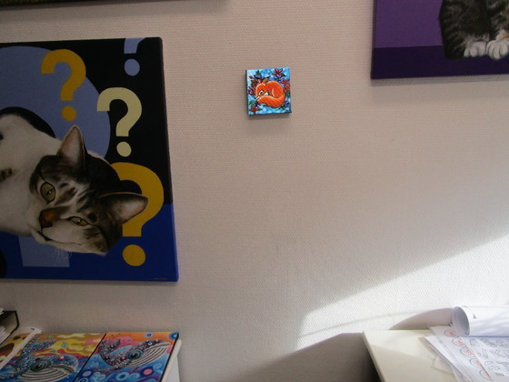 Image 1 of Renard unique peint à la main avec des fleurs