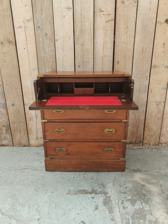 Cassettiera da scrivania antica vintage della Marina Militare Inglese – Scrivanie, Leather, Wood (photo 13 of 15)