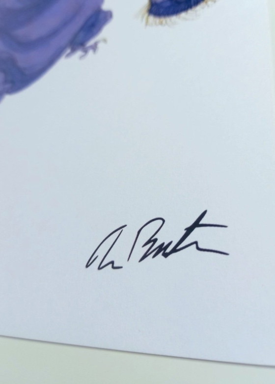 Image 1 of TIM BURTON - Sin título - (El cíclope del humo lavanda) - Impresión oficial firmada de edición limitada - 20x30cm