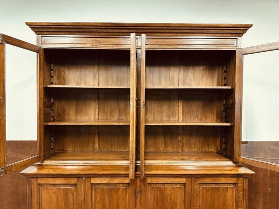 Eichholtz Oak Wood Bookcase Cabinet – Glass, Metal (photo 12 of 20)
