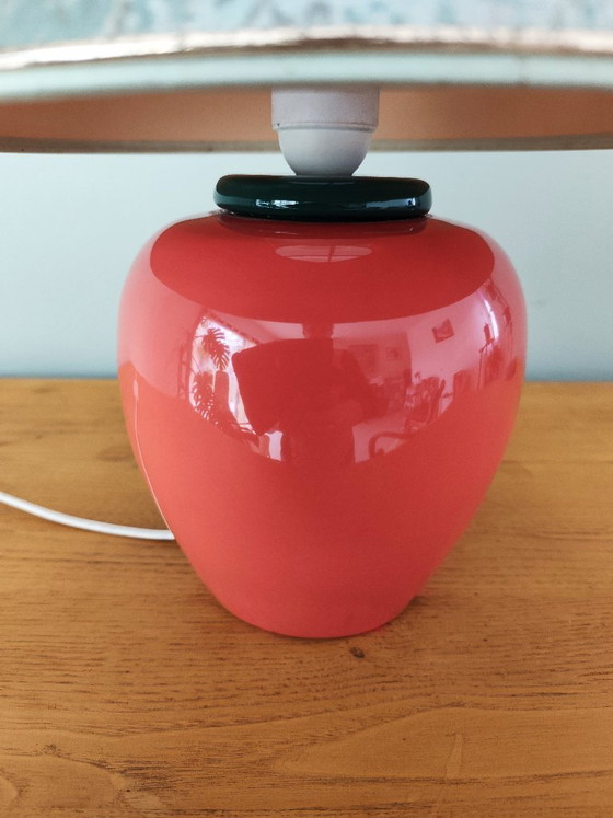 Image 1 of Vintage ceramic lamp with a patinated lampshade