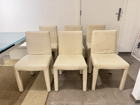 Image 1 of 6x B&B Italia Vol Au Vent designer chairs, Mario Bellini, white leather