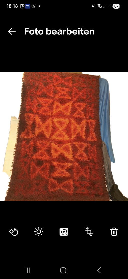 Vintage Rya rug from the 1970s - Pure new wool - Space Age design