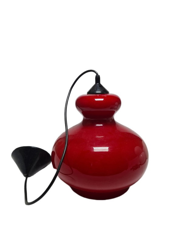 Lampe pendante postmoderne par Polam Wieliczka, Pologne, 1980s – Suspensions, Glass, Plastic (photo 3 of 9)