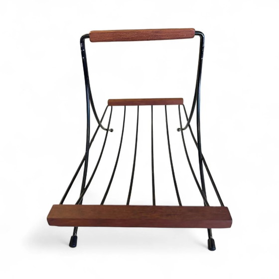 1960s Teak String Basket, Very Good Condition – Decorative Objects, Metal, Mid Century Modern (photo 3 of 5)