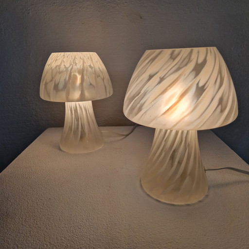 2 Hustadt Leuchten mushroom lamps, 1970s