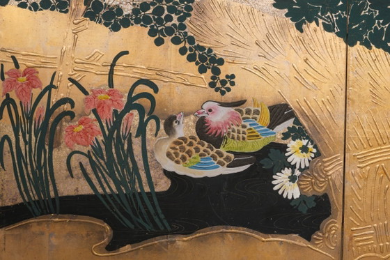 Image 1 of Antique Japanese 6-Panel Folding Screen Rinpa School-style