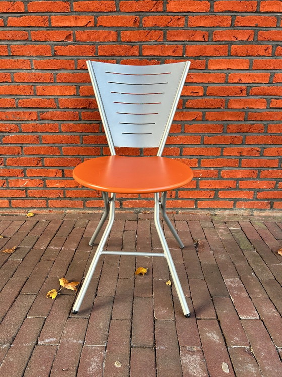 Quattro sedie pieghevoli vintage postmoderne disegnate da Rutger Andersson, Metallo, Legno, Verde (foto 9 di 15)