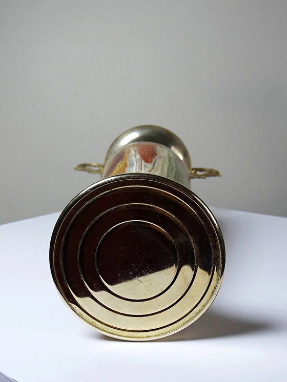 Large decorative onyx and gilded metal cassolette, Italy 1960s-70s., Vintage, Decorative Objects, Stone (photo 4 of 19)