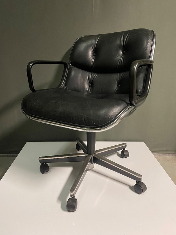 Chaise de bureau de direction vintage Pollock, Knoll, Chaises pivotantes, Cuir, Métal, Noir (photo 3 sur 10)