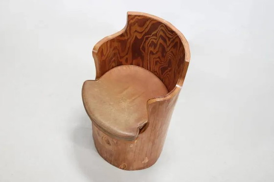 Swedish pine trunk chair from the 1960s – Armchairs, Leather, Wood, Scandinavian (photo 4 of 5)