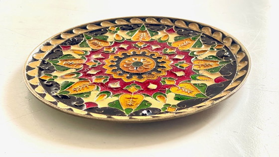 Image 1 of Vintage messing bord met vakjes