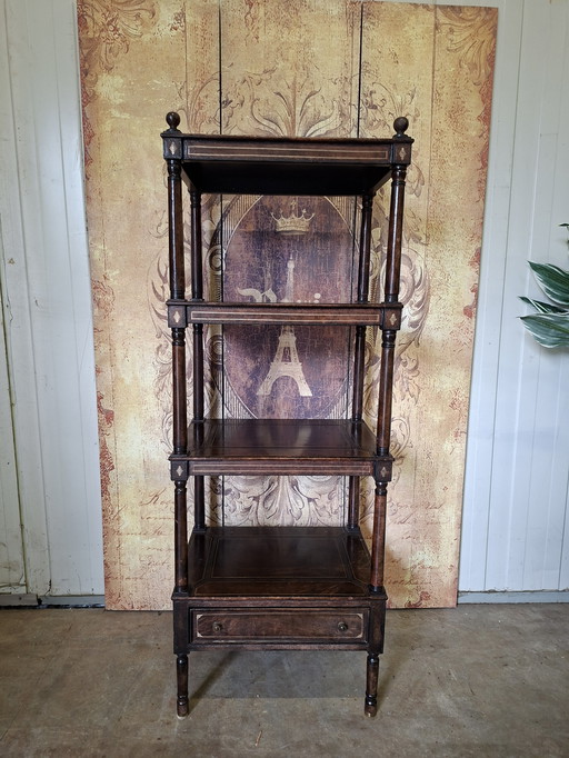 Unique tiered bookcase made entirely of leather on wood, dimensions 51x38cm and 138cm high.