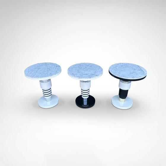 Image 1 of Handgefertigter Beistelltisch aus Keramik und Marmor im Memphis-Stil von Casalto 2020, 3er-Set