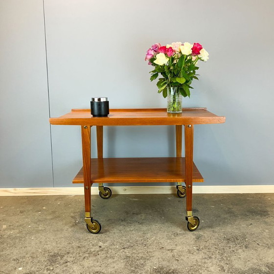 Image 1 of Side table on wheels, serving trolley, teak, 1960s