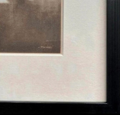 Jan Mankes 1889-1920 / Eliogravura originale Tordi in atmosfera serale 1923