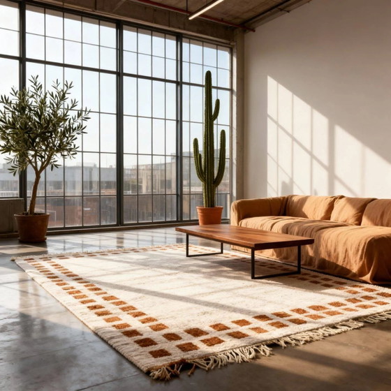 Tappeto moderno con bordo in terracotta 230cm x 140cm – Tappeti, Wool, Cotton (photo 4 of 6)