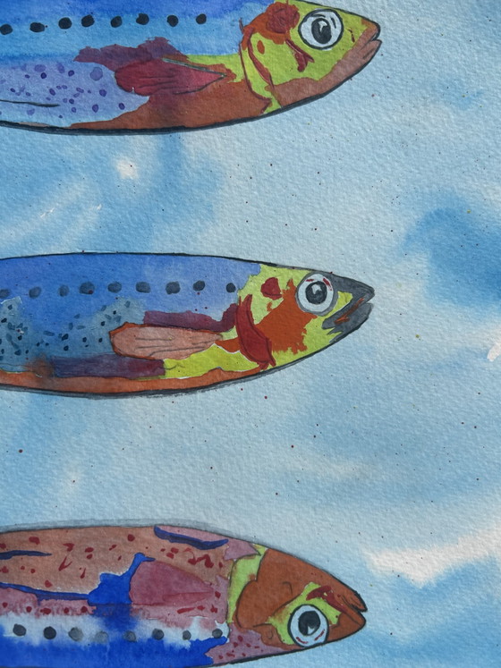 Kleurrijke Sardines Aquarel 30x40 cm – canson, Wanddecoratie, Paper (photo 3 of 8)