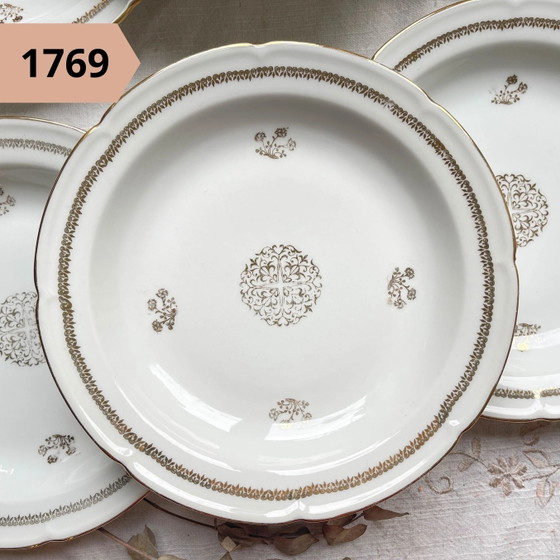 Vintage Gilded White Porcelain Soup Plate, Individual – Crockery, Retro (photo 2 of 7)