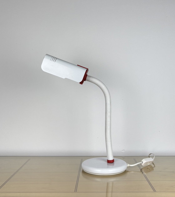 Image 1 of Lampe vintage, années 1970, Targetti Sankey, Italie années 70, Lampe col de cygne réglable blanche, Space Age, Mid Century, Pop 