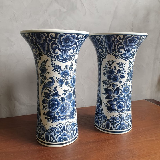 Image 1 of Jarrones azules de Delft de 1950