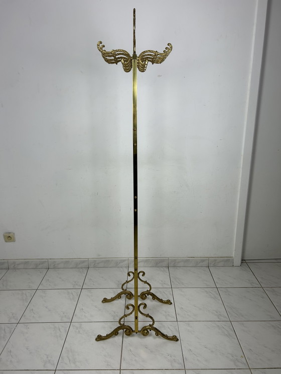 Image 1 of Vintage Hollywood Regency freestanding coat rack brass