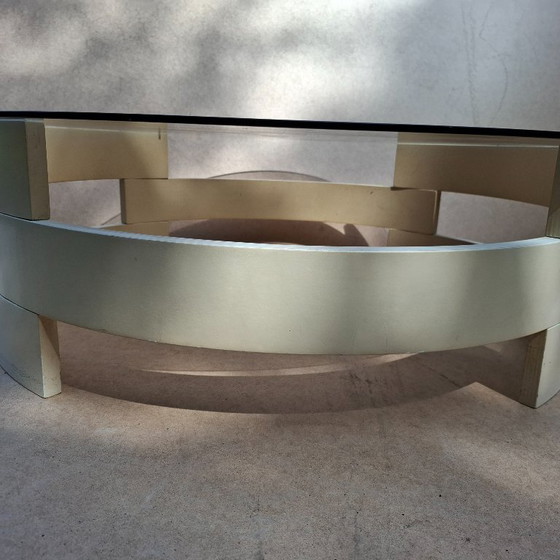 Image 1 of Space Age coffee table with smoked glass and wood, 1960s (sometimes attributed to Gero...)